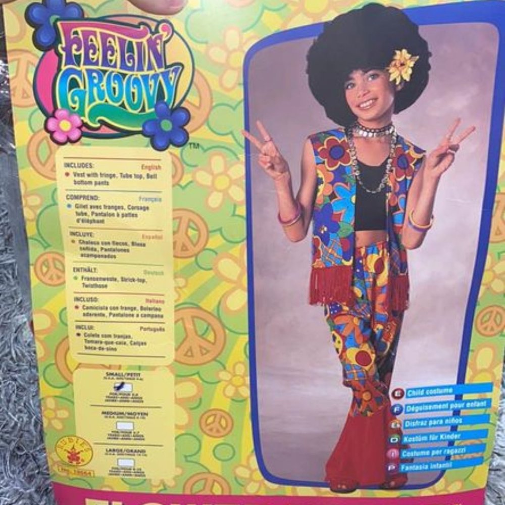 EUC Girls Hippie Halloween Costume Size 3T 4T 3 pc